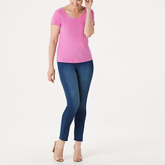 Linea by Louis Dell'Olio Moss Crepe Short-Sleeve Knit Top - Picture 2 of 4